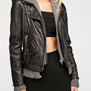 Doma X Free People Sweater Clash 100% lamb leather jacket